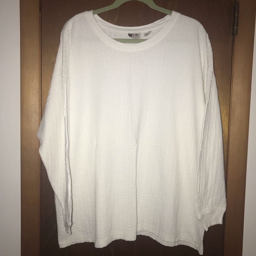 Women’s 22 / 24 VTG STEFANO Textured Long Sleeve Top Drop Shoulders White Top